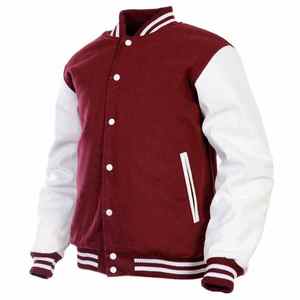 Veste de baseball universitaire pour homme en cuir avec logo personnalisé, manches en cuir, broderie, noire, 2025 - Product Image 3