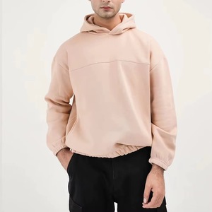 Sweat-shirt à capuche surdimensionné pour homme en polaire, couleur unie, manches classiques, vêtement décontracté pour l'automne - Product Image 1