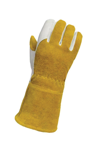 Leather Welding <b>Gloves</b> Yellow Cotton Lined Wing Thumb Stick Welding Molten Metal Splash Resistant - Product Image 5