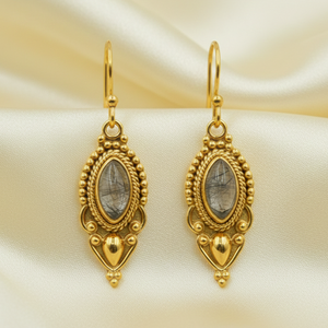 Pendientes de cuarzo rutilado negro, 100% plata de ley 925 pura, joyería colgante bohemia hecha a mano, chapado en oro rosa y oro amarillo para mujer - Product Image 6