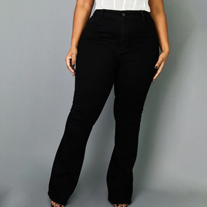 OEM high waist flared denim pants women custom logo <b>flare</b> jeans women export quality bulk supply factory - Product Image 5