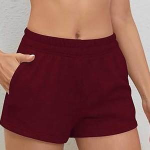 Shorts de Playa de Felpa para Mujer, Cintura Media, Corte Regular, Color Sólido, con Cordón Ajustable y Logotipo Personalizado - Product Image 4