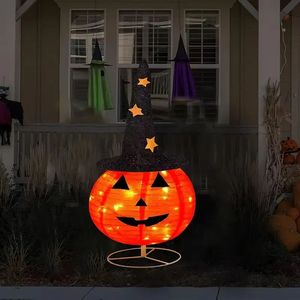 Lampes Citrouilles Pop-Up Pré-Éclairées d'Halloween avec Chapeau Étoilé, Pliables, 3 Modes, Boîte à Piles pour Utilisation Intérieure/Extérieure - Product Image 6