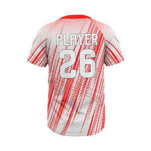 เสื้อเบสบอลสั่งทำขายส่งแบบ 2 กระดุม  ชุดทีมแบบซับลิเมชั่นเต็มตัว แห้งเร็ว ระบายอากาศได้ดี ผลิตจากโพลีเอสเตอร์ รับผลิตเสื้อผ้ากีฬาแบบ OEM - Product Image 5