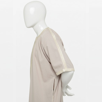 Robe Kaftan Arabe Marocaine pour Hommes, Vêtement Islamique, Broderie en Dentelle, Style Dubaï, Thobe Grande Taille, Coton Respirant Décontracté