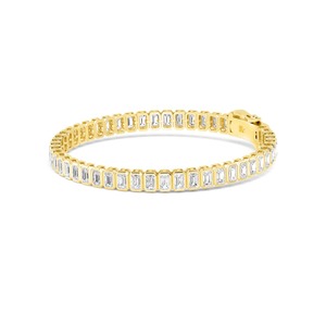 Bracelet tennis en or rose 9 carats de qualité supérieure serti de diamants de laboratoire taille émeraude 11,46 CT - Product Image 6
