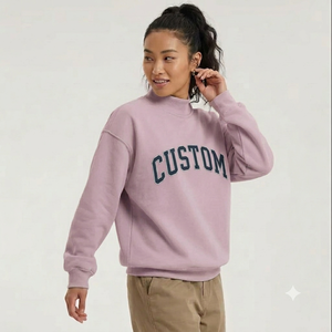 Sudadera Oversize de Cuello Alto para Mujer, Mezcla de Algodón Suave, Estilo Moderno Casual, Manga Larga - Product Image 1