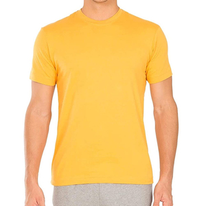 เสื้อยืดคอกลมแขนสั้นสีเหลืองสำหรับผู้ชาย ทรงปกติ สีพื้น ผ้าเจอร์ซีย์คอตตอน ระบายอากาศได้ดี ผลิตจากผ้าถัก วางจำหน่ายแล้ว - Product Image 2