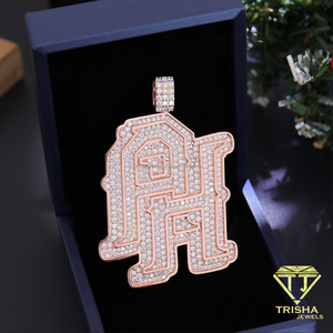 Colgante de Lujo Personalizado con Inicial PH, Diamante Moissanita, Plata de Ley 925, Tono Oro Rosa, Accesorio de Destaque para Importadores - Product Image 3