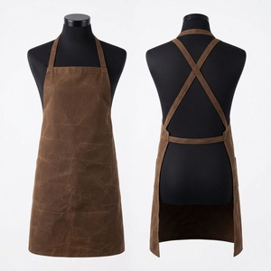 Delantal de Chef para Hombre, 320 GSM, Lona de Algodón Premium, Marrón, con Tirantes Cruzados Ajustables en la Espalda, Logotipo Personalizado, Bordado, Impresión - Product Image 1