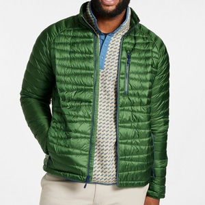Veste matelassée verte pour homme avec col montant et fermeture éclair, coupe-vent, décontractée, pour l'extérieur, saison automne, en polyester - Product Image 3