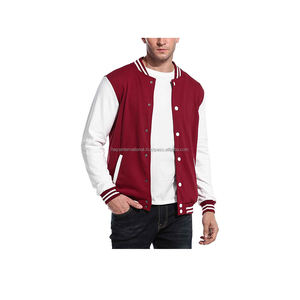 Chaqueta Varsity de Invierno 2026 para Hombre, Venta al por Mayor, Mangas de Forro Polar 100% Algodón, Bordado Personalizado, Logotipo Frontal Rojo - Product Image 1