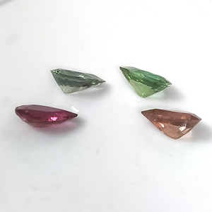 6.30 Carat Total Natural Pastel Multi-Color Mozambique Tourmaline Set 4-Piece Loose <b>7</b>×10 mm Pear Cut Calibrated Gemstones - Product Image 3
