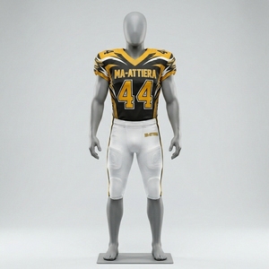 Custom American Football Jersey Set Black <b>Gold</b> Uniform Padded Football Pants <b>Number</b> 44 Teamwear OEM ODM Wholesale Sportswear - Product Image 1