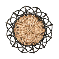 Set de table rond artisanal en rotin écologique, tressé, élégant, à bords festonnés, pour salle à manger et décoration intérieure bohème