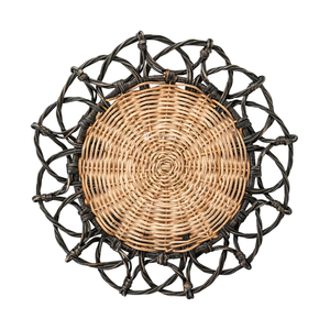 Rattan Placemat, Artisanal Woven Flower Shape <b>Table</b> Mat, Elegant Scalloped Plate for <b>Dining</b> Room & Boho Home Decor - Product Image 5