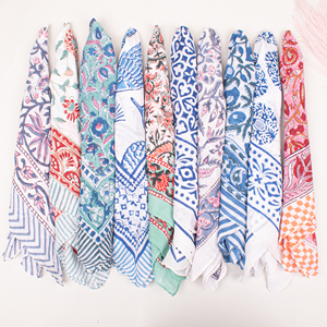 Cotton Square Floral Scarf Handmade Block Printed Fashion Multifunctional Casual Wear Summer Handkerchief Bandana Skin-Friendly - Product Image 6