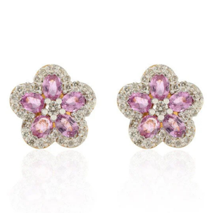 18K Rose Gold Plated Cherry Blossom <b>Stud</b> <b>Earrings</b>-Trendy Wedding Jewelry - Product Image 2