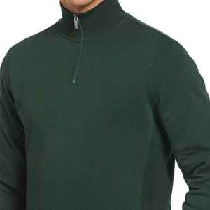 Sweat-shirt en tricot à col montant vert foncé pour homme, coupe classique, couleur unie, décontracté, pour l'automne - Product Image 1