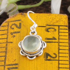 Pendientes de Prehnita Natural al por Mayor, Pendientes Redondos de Plata de Ley 925 con Piedras Preciosas para Mujer, Joyería Fina, Regalo, Fabricante - Product Image 4