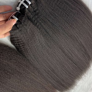 Extensiones de cabello de color natural con textura yaki, mechones rizados rectos vírgenes para mujeres, cabello humano crudo vietnamita - Product Image 3