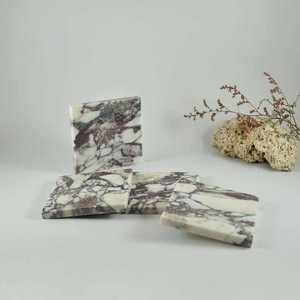 Stylish Calacatta Viola <b>Marble</b> <b>Coasters</b> Handmade Natural Stone Design Drink <b>Coaster</b> Set for Coffee Cups Luxury Home Decor - Product Image 2