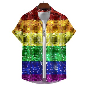 3d Print <b>Rainbow</b> <b>Shirt</b> Men Summer Lapel Short Sleeved Holiday Party <b>Shirts</b> Streetwear Hip Hop Blouse ven Polyester Breathable - Product Image 6