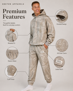 Custom logo Men's <b>Camouflage</b> <b>Tracksuit</b> Hoodie Elastic Waist Joggers Full Sleeve Casual Winter Waterproof 2 1 Breathable Comfort - Product Image 4