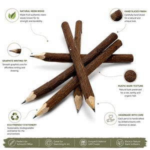 Lápices de madera de Neem cortados a mano Conifer Handmades, grafito natural rústico, color y forma personalizados, reutilizables, ecológicos. - Product Image 6