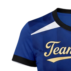 Camiseta de Fútbol Personalizada para Mujer, Diseño Geométrico Azul, Manga Corta, Transpirable, de Secado Rápido, Uniforme de Equipo para Chicas - Product Image 6