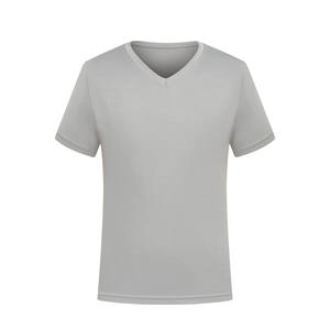 Men's V-Neck Short Sleeve T-<b>Shirt</b> <b>100</b>% <b>Polyester</b> Knitted Breathable Solid Blue Casual Regular Fit - Product Image 2
