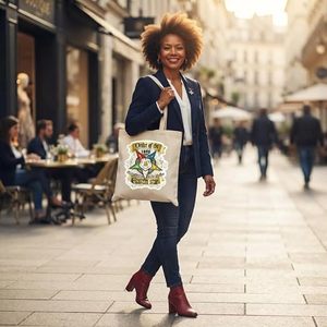 OES Masonic <b>Canvas</b> Tote Bag with Embroidery <b>Long</b> Handles Inner Gold Zipper-Eco-Friendly Reusable Shopping Bag - Product Image 3