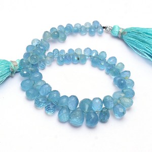 Cuentas facetadas en forma de lágrima de aguamarina natural lechosa de 3x5mm-5x8mm, piedras semipreciosas para joyería. - Product Image 3
