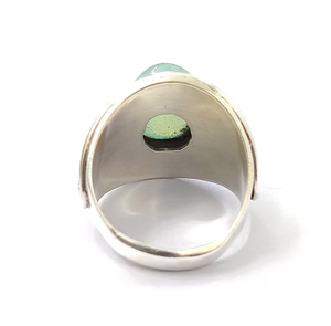 Bague de luxe en argent 925 avec chalcédoine aqua de forme ovale de haute qualité, finition oxydée, idéale pour les fêtes et les mariages, cadeaux - Product Image 2