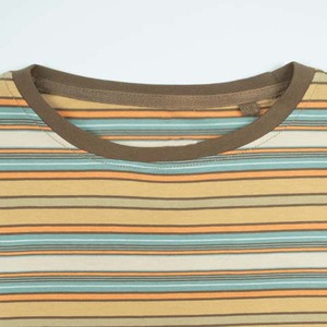 เสื้อยืดลายทางผ้าฝ้ายแท้ 100% แบบ OEM สำหรับผู้ชาย เสื้อผ้าแขนสั้นเนื้อหนา เสื้อยืดลายทางสำหรับฤดูร้อน สตรีทแวร์ลำลอง แบบเรียบ - Product Image 2