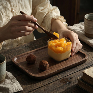 Bandeja Rectangular de Madera para Desayuno con Bordes Redondeados, Plato para Servir Café, Tabla de Presentación de Alimentos para el Hogar, Hotel, Cafetería - Product Image 4