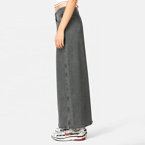 Jupe longue unie pour femme, taille haute, coupe trapèze, respirante, décontractée et tendance - Product Image 4