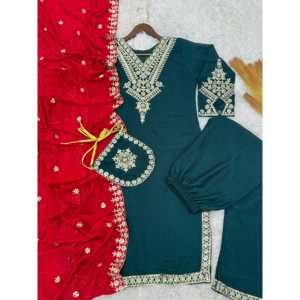 Conjunto de traje elegante para mujer con bordado y trabajo de secuencia - Product Image 4