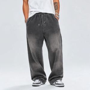OEM <b>Drawstring</b> Waist Baggy Acid Wash <b>Trouser</b> Pajama Men 450 GSM Fleece Vintage Wash Sweatpants Men Street Style Baggy Sweatpants - Product Image 1