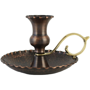 Tableware Golden <b>Brass</b> <b>Candlestick</b> <b>Holder</b> With Embossed Floral Design And Butterfly Handle For Home Decor Chamberstick - Product Image 3