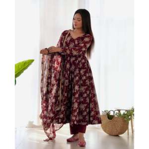 Magnifique robe Anarkali en polyester et dupatta, taille XS, tenue de soirée pour femmes - Product Image 3