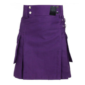 Falda Kilt Escocesa Morada para Mujer, Estilo Utilitario, Mezcla Highland, Venta al por Mayor, OEM, ODM - Product Image 2