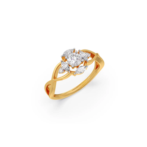 แหวนหมั้นเพชรแล็บโกรว์ 18K ทองคำ ดีไซน์ไขว้ ประดับเพชรทรงลูกแพร์ ลายดอกไม้ สำหรับเจ้าสาว - Product Image 1