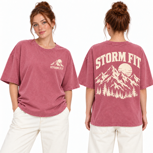 เสื้อยืดโอเวอร์ไซส์สีงาช้างสำหรับผู้หญิง คอกลม แขนสั้น ทรงหลวม ผ้าฝ้ายเจอร์ซีย์ 100% ซักย้อมแบบแอซิดวอช - Product Image 5