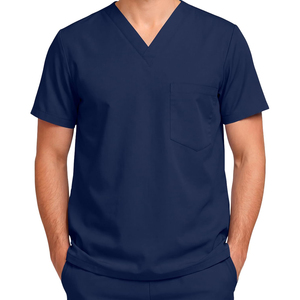 Conjunto de Uniforme Médico Unisex Azul Marino con Cuello en V, de Algodón y Poliéster, para Hospital, Pantalones y Blusa, OEM ODM - Product Image 5