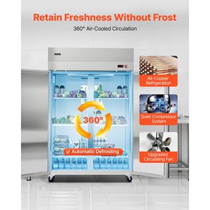 Frigorifero Commerciale a Doppia Porta Verticale da 31,89 Pollici di Larghezza, 32,1 Cu.ft, Auto-Defrost, 8 Unità - Product Image 2