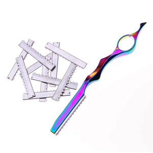 Custom Logo Multi Color Plasma Coating <b>Barber</b> Hair Texturizing Razor Salon Manual Hairdressing Thinning Cutting Razors - Product Image 2