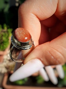Anillo de Piedra Solar Dorada, Plata de Ley 925, Joyería Hecha a Mano, Anillo Boho, Regalo para Mujer - Product Image 5