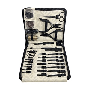 Professional Durable Reusable Stainless Steel Hair Extension Beading Tool Kit Plier Set Micro Ring Loop <b>Needle</b> Pulling Hook - Product Image 1