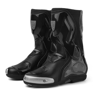 Waterproof Lightweight Genuine Leather Lining Motorcycle <b>Boots</b> with Zip Closure Unisex Biker Footwear for Winter Touring - Product Image 1